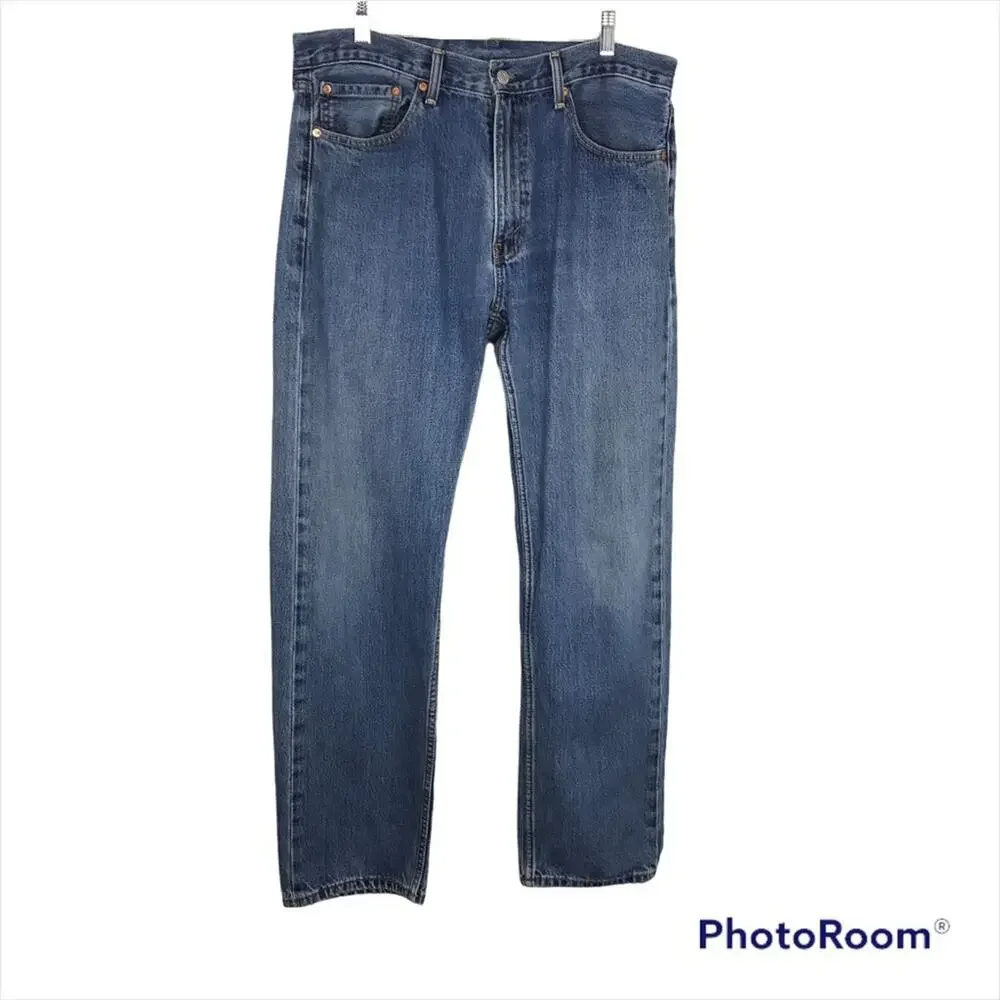 LEVI'S Mens 505 Medium Wash Straight Leg Jeans Sz W36L34